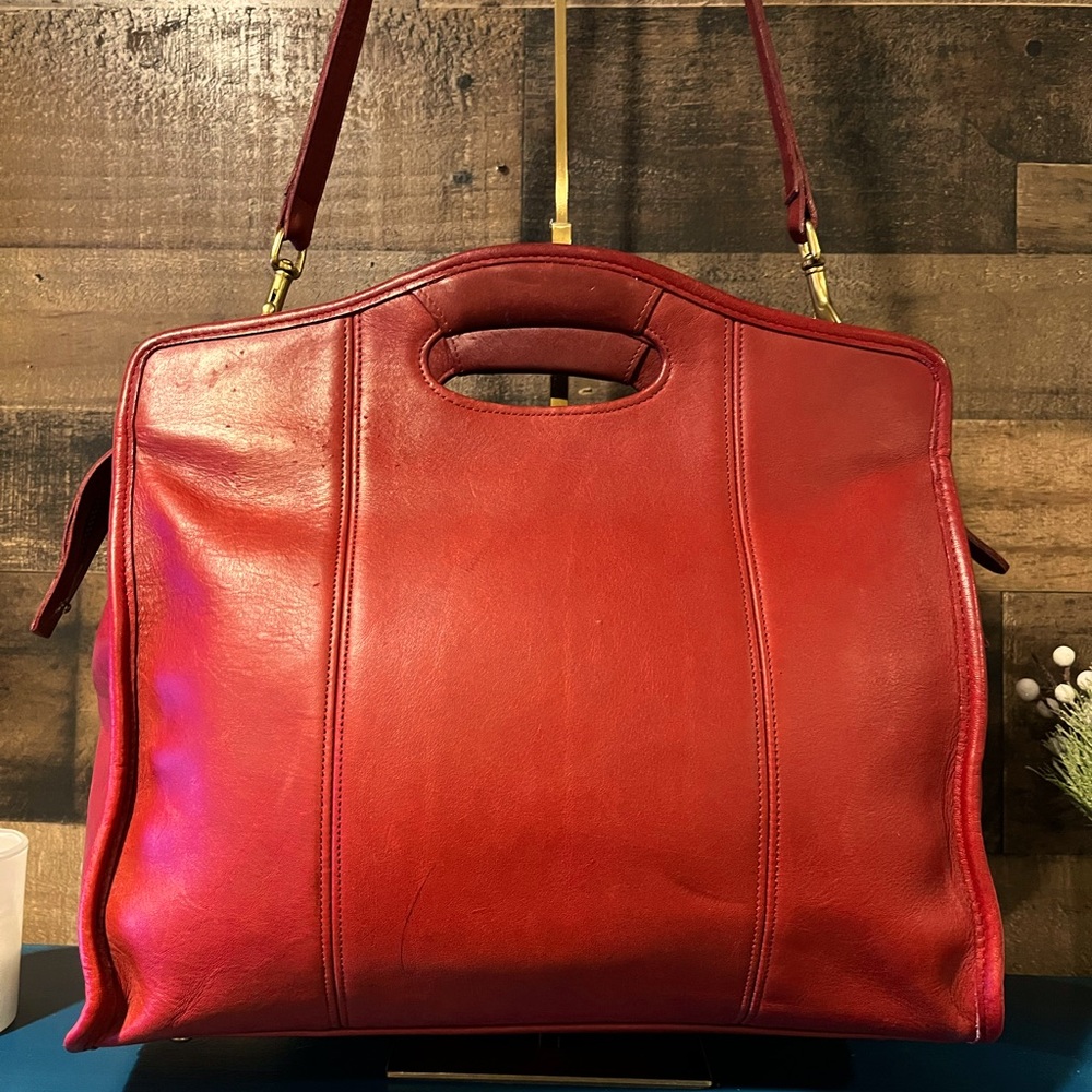 Coach Large Shopper Tote Bag RED Vintage 1996